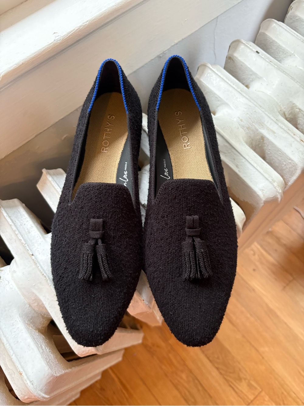 Rothy's Almond Tassel Loafer in Black Boucle NWT - Picture 8 of 9